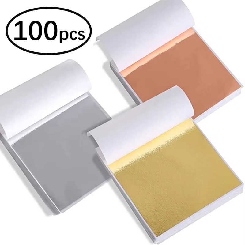Gold Foil Flakes - 100pcs Kertas Foil Imitasi Emas Perak