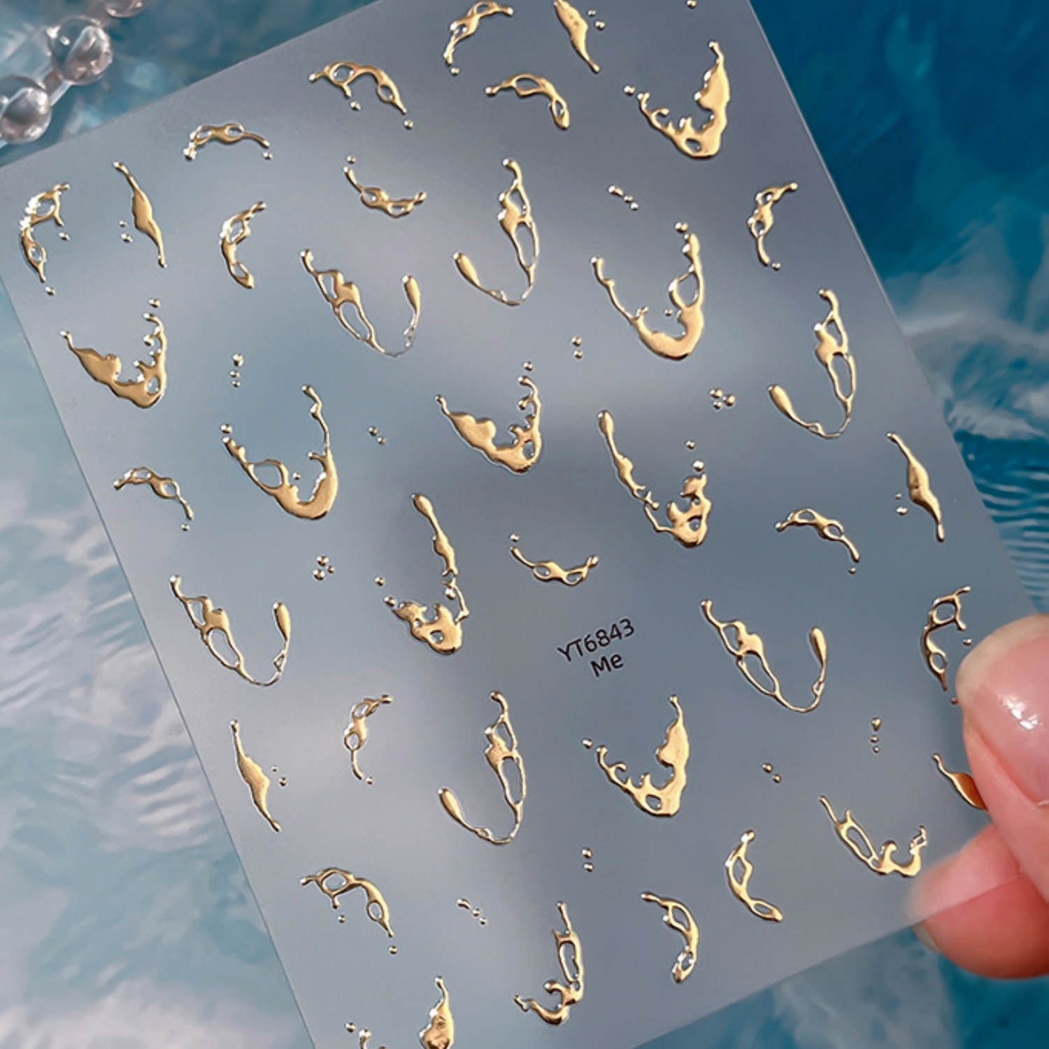 Stiker Kuku 5D Motif Percikan  - Gold Foil Flakes ulasan dan harga